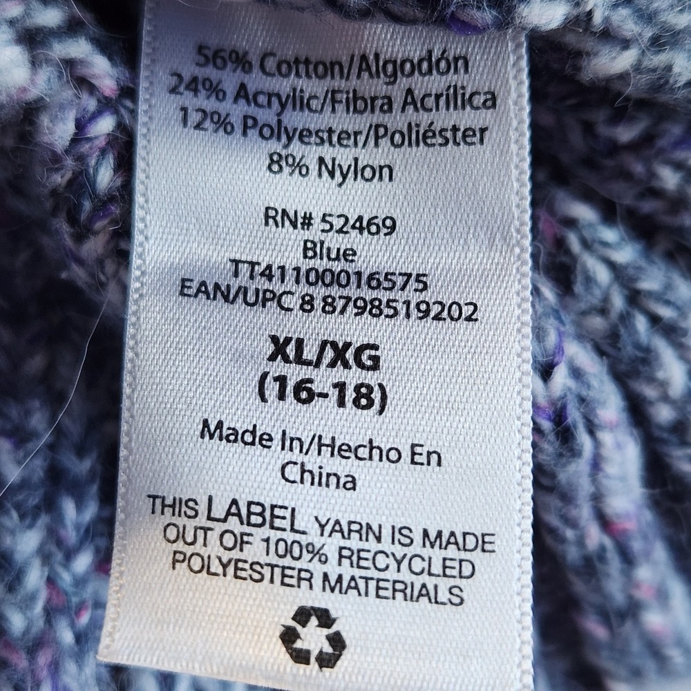 TIME & TRU Pullover Sweater Girl's XL (16-18) Gray Geometric - Picture 6 of 6